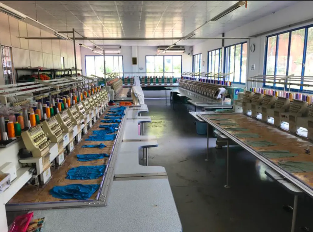Embroidery section with additional machine layout view