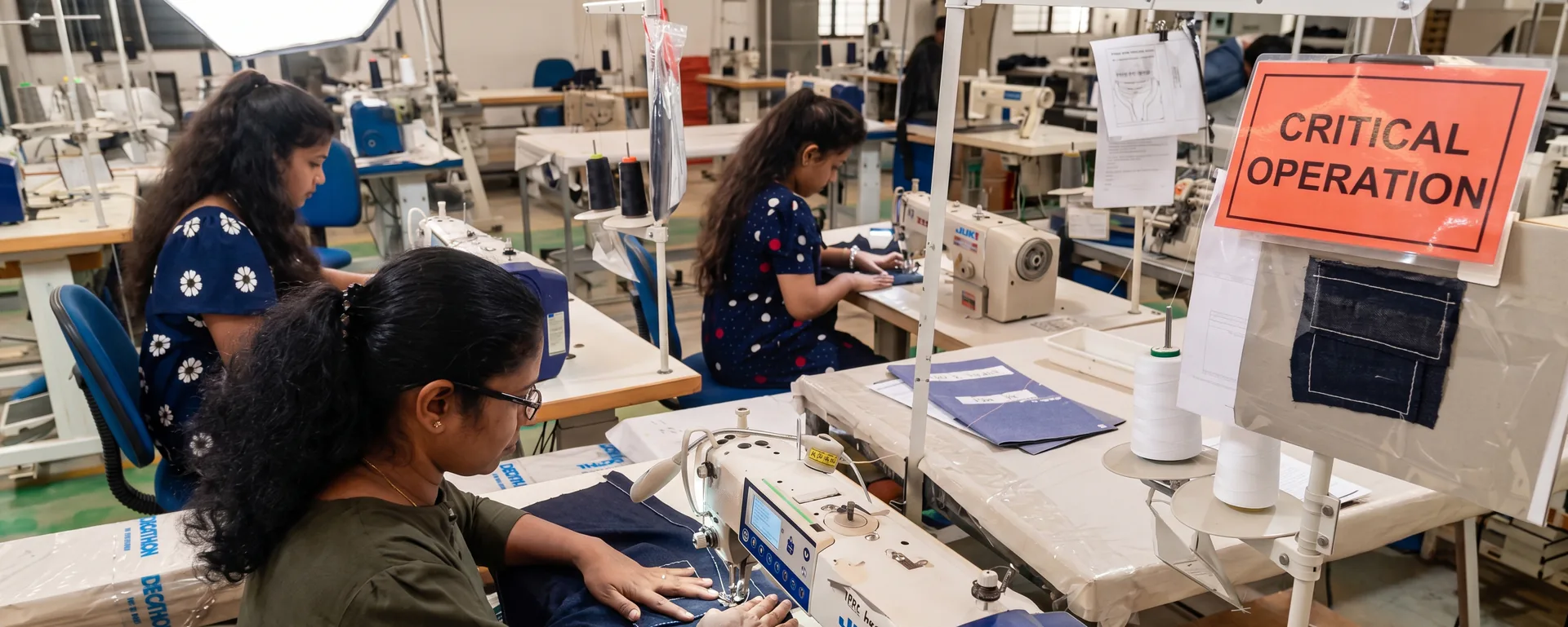 Critical operation workstations on the sewing floor